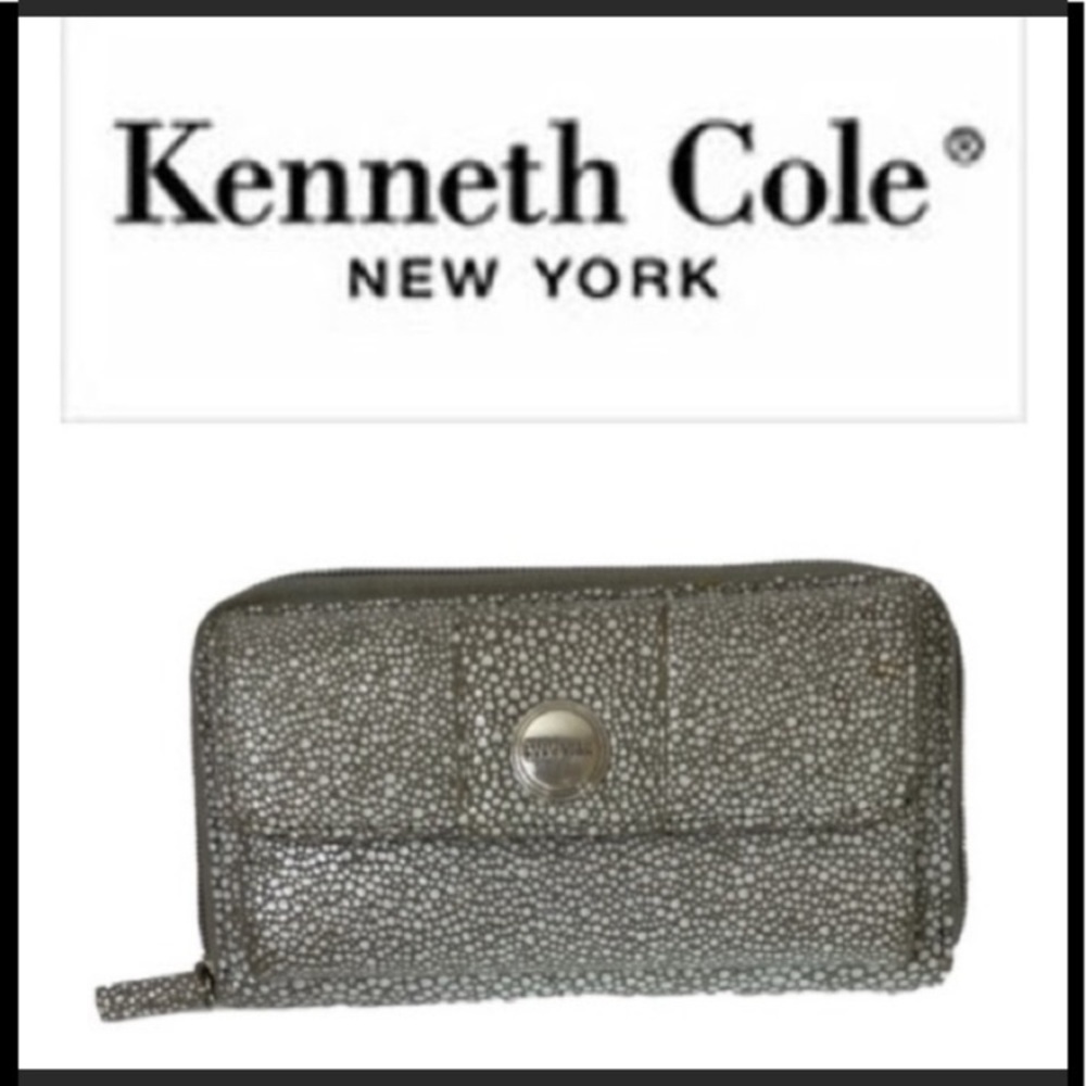 Metallic Wallet Elegant Classic Luxury By Kenneth Cole Reaction Silver Taupe Tan